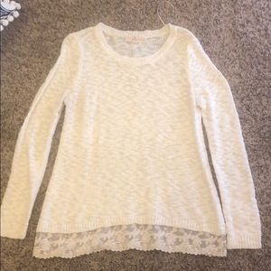 Cream sweater with lace detailing